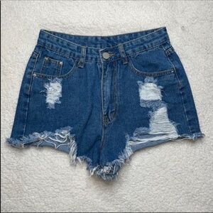 Shein Short Jeans Ripped Distressed High waist Sold Out Raw Hem Ripped